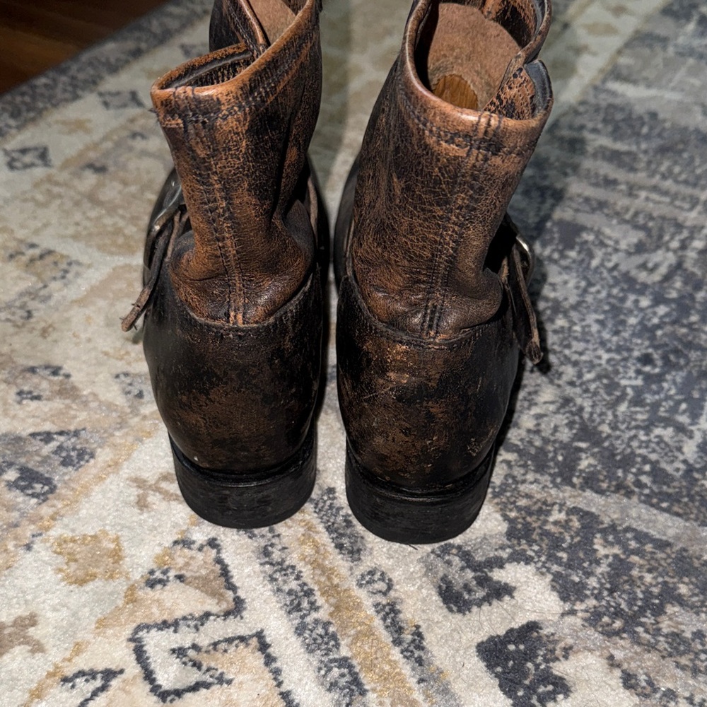 Frye Distressed Brown Ankle Boots - Picture 3 of 4